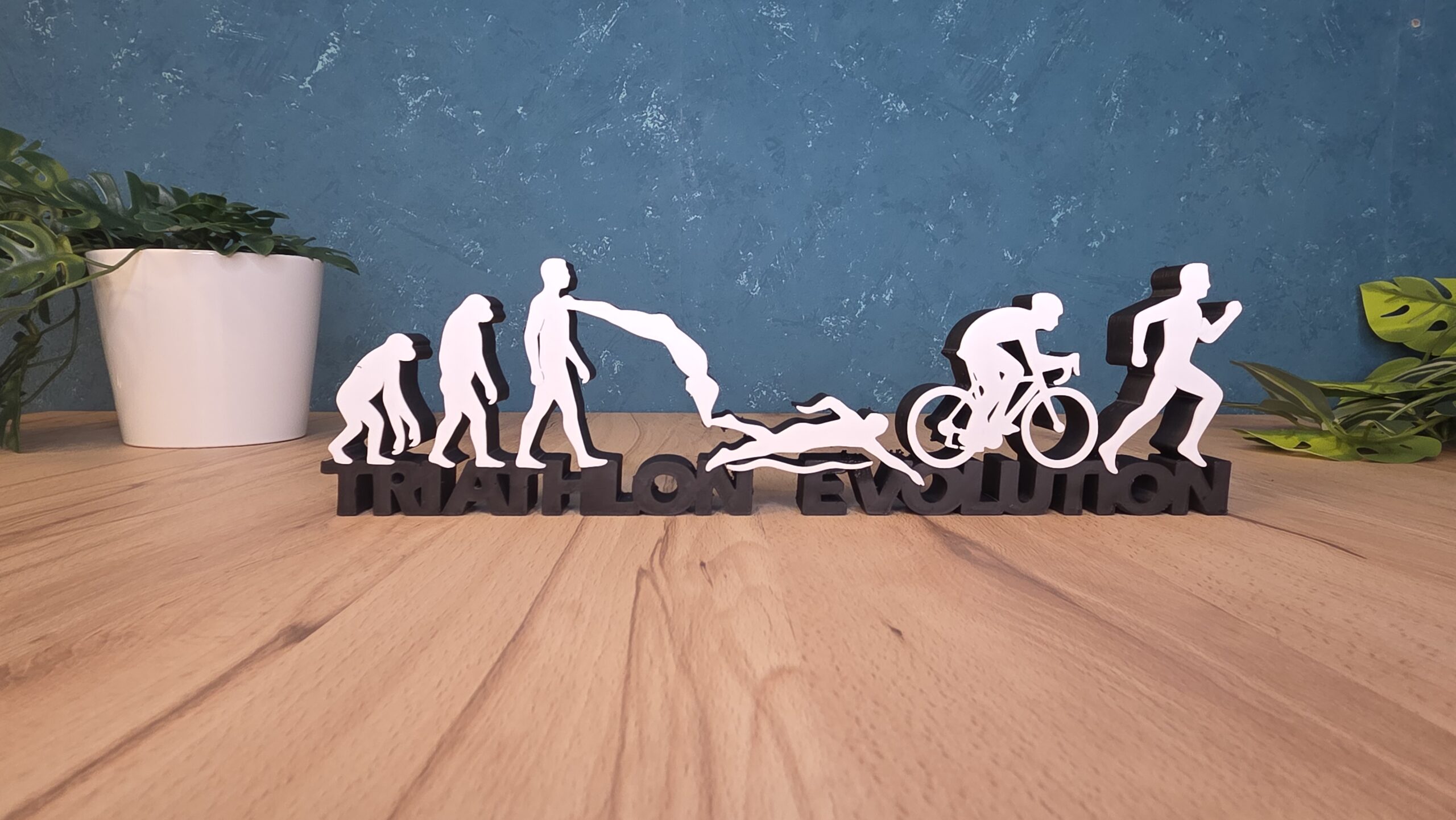Triathlon Evolution Schriftzug – humorvolle Triathlon Deko für Ausdauersportler