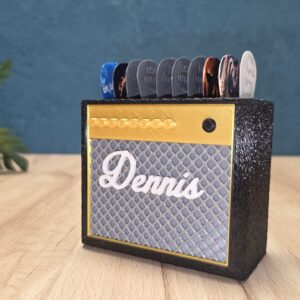 Plektrenhalter im Gitarren-Verstärker-Design – personalisierbar, für bis zu 10 Plektren